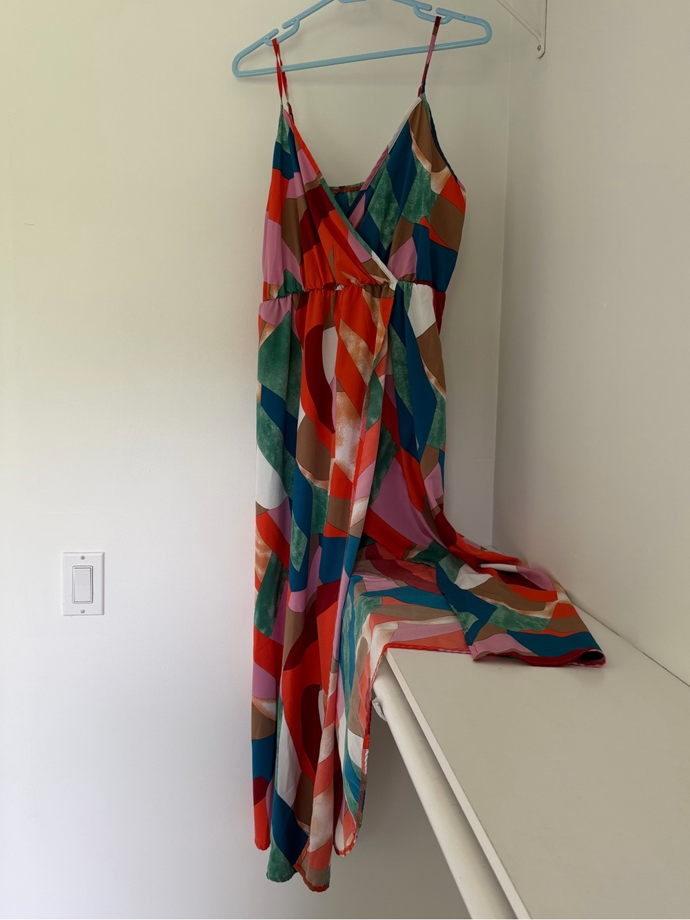 SHEIN V neckline Spaghetti Strap Front Slit with Inner Skirt Maxi Summer Dress